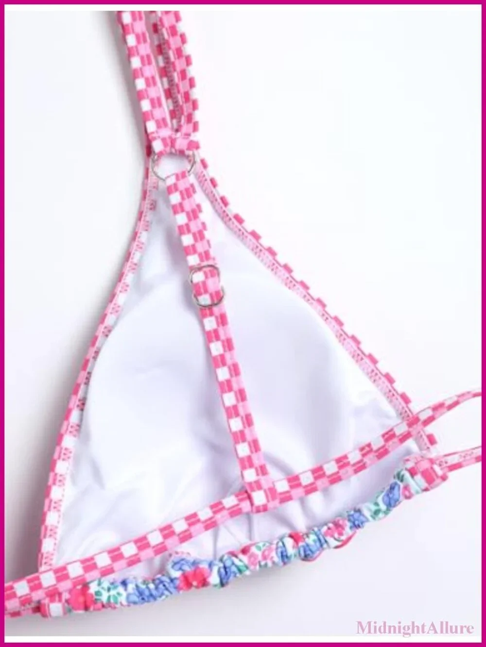 Women's Two Piece Triangle Bikini Set with Removable Pads High Cut Thong Bottoms